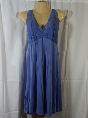 Fleur't Womens Large Iconic Full Chemise Periwinkle Blue Lace Bodice Nightgown